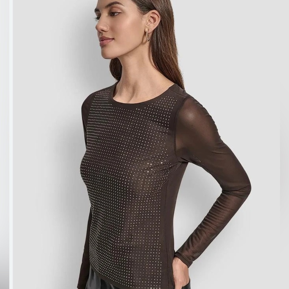 Studded Mesh top by DKNY